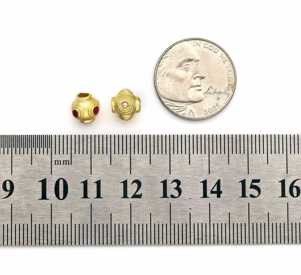 Gold Enamel Spacer Beads, Sku#LX68