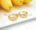 Gold Evil Eye Signet Adjustable Ring, Sku#X183