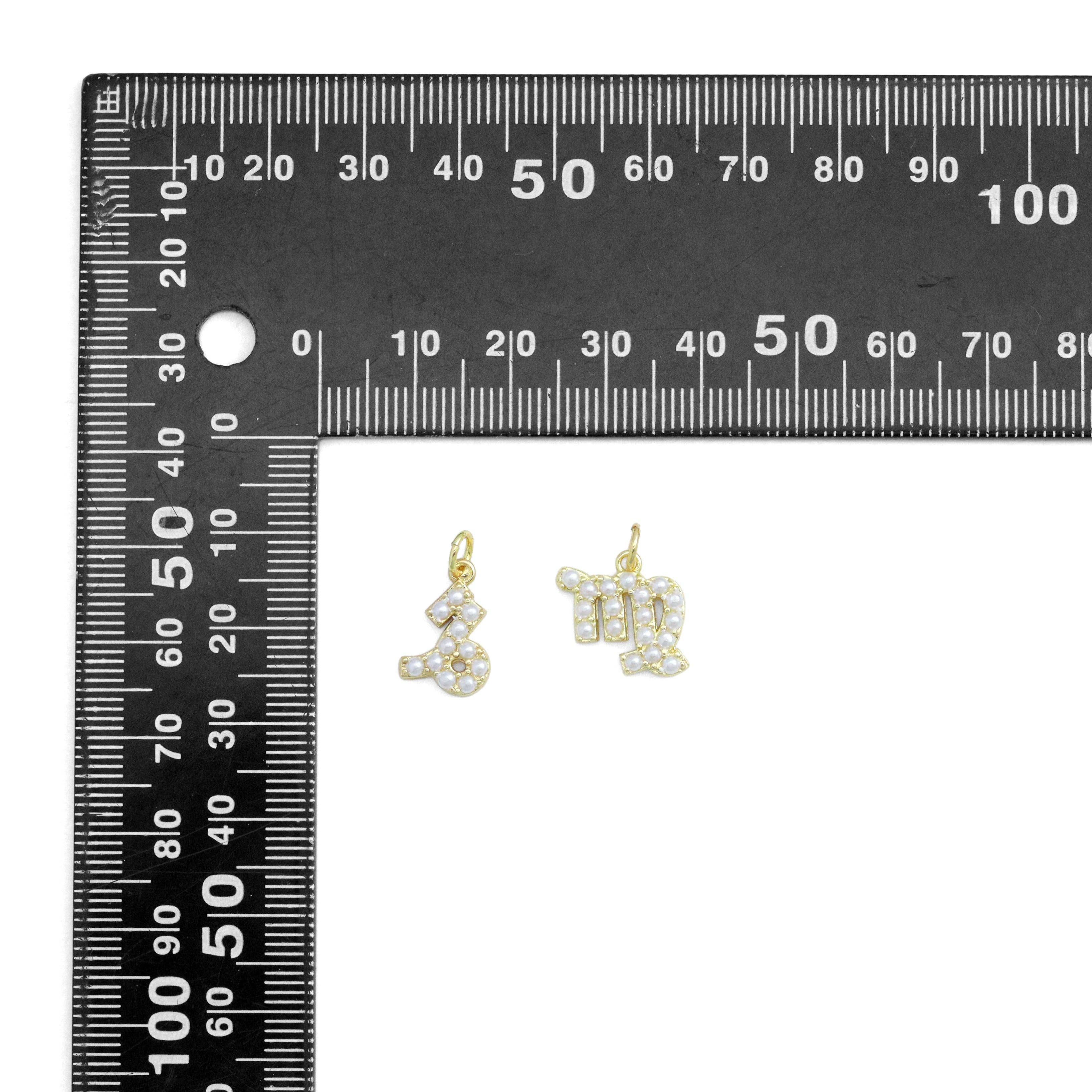Gold White Pearl Zodiac Symbol Charm Pendant,Sku#A482