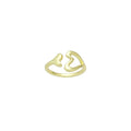 Gold Heart whale tail Adjustable Ring, Sku#LX651
