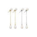 Gold Silver pearl drop Pearl Dangle Earrings, Sku#EF454