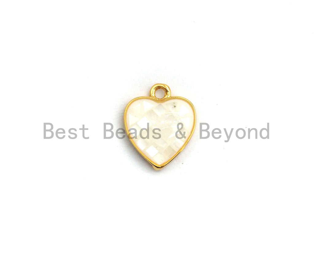 100% Natural White Shell Heart Shape Pendant with Gold/Silver Finish, White heart Pendant, Shell heart, 10x12mm,SKU#Z313
