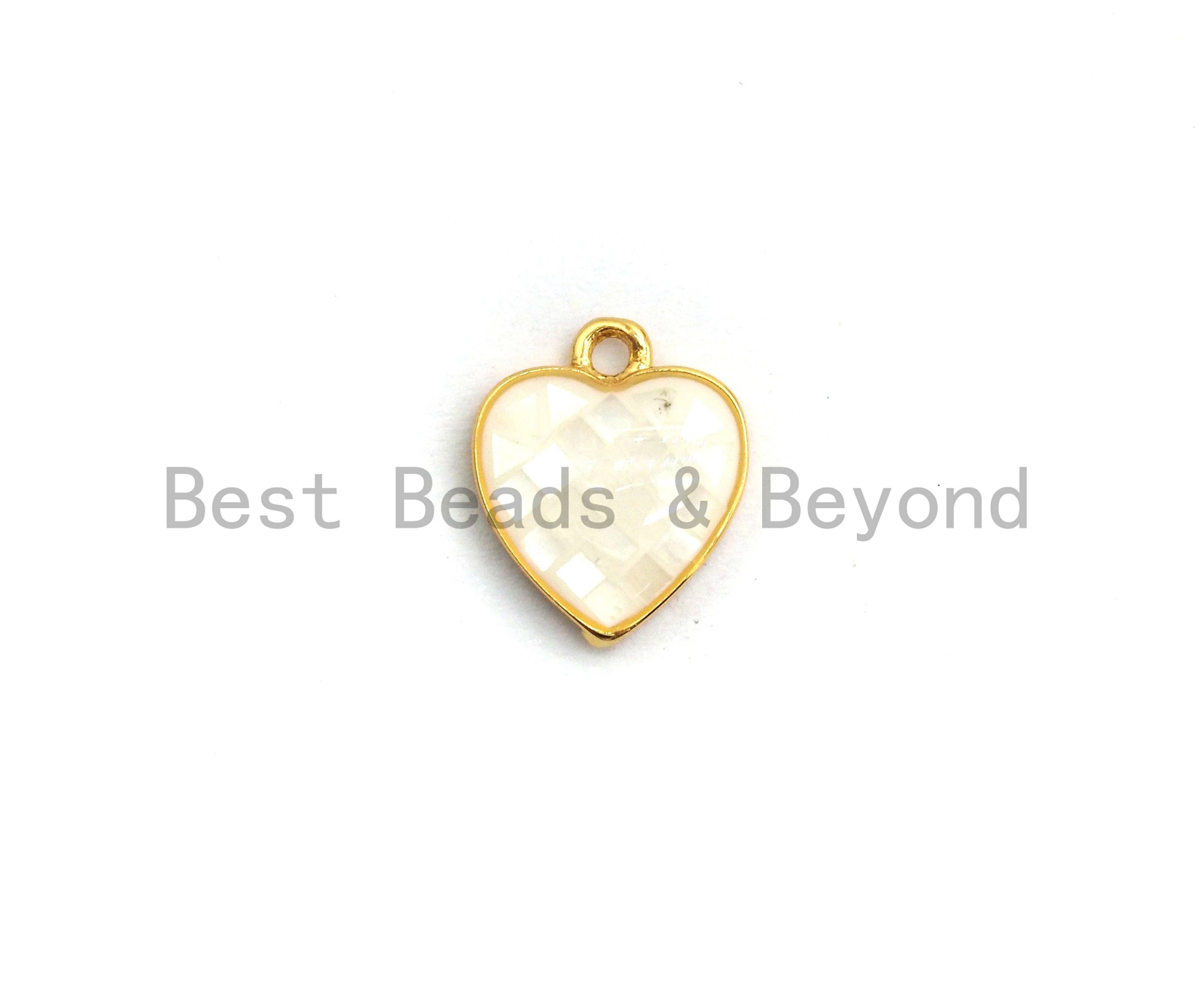 100% Natural White Shell Heart Shape Pendant with Gold/Silver Finish, White heart Pendant, Shell heart, 10x12mm,SKU#Z313