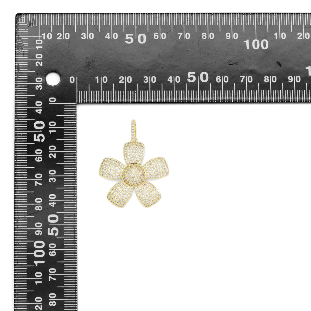 Gold Silver CZ Flower Charm, Sku#ML73/F489