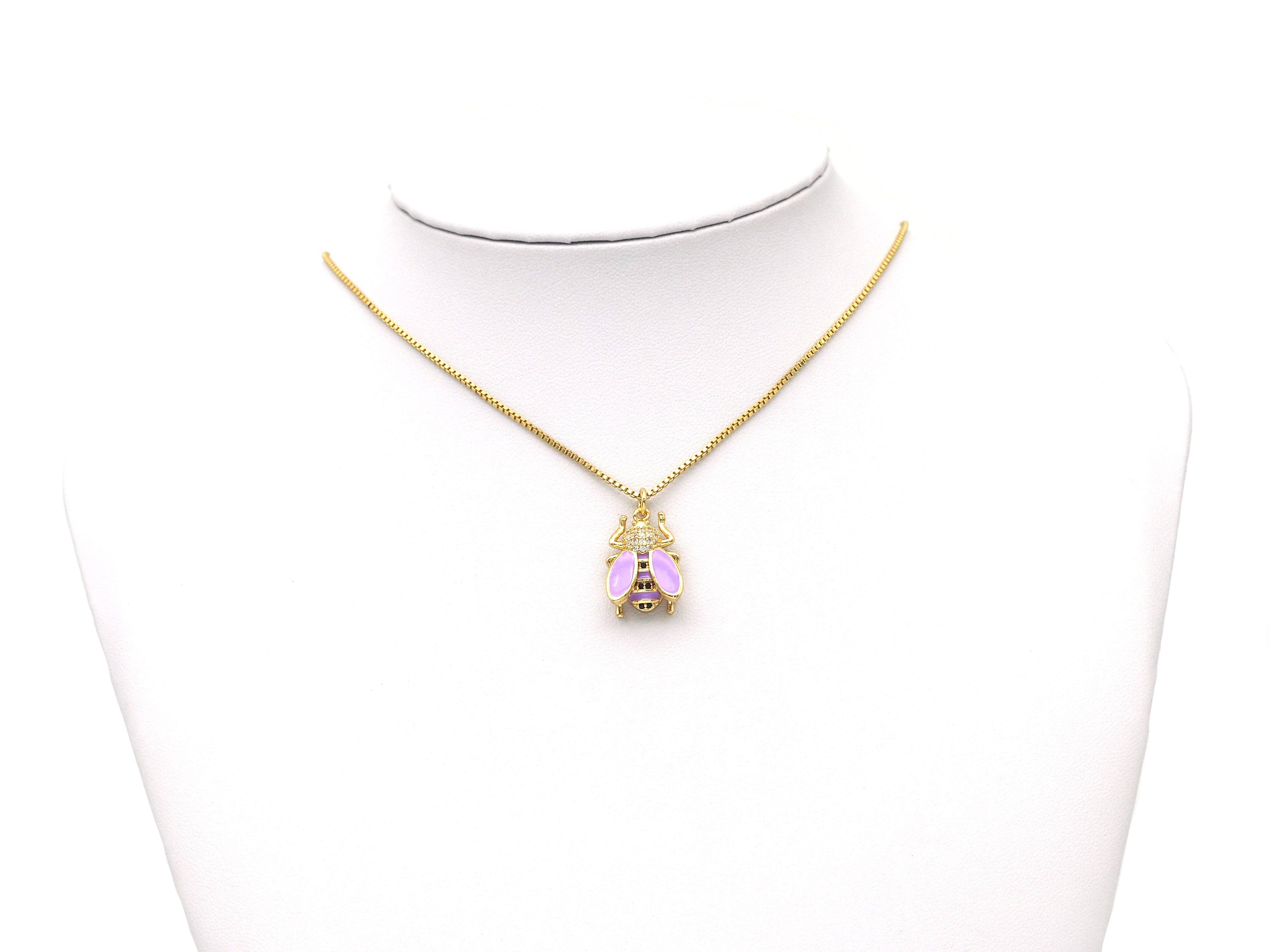 CZ Pave Enamel Bee Charm, insert charm, Sku#L645C
