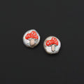Red Mushroom On White Pearl Pendant/Spacer beads, Sku#Y890