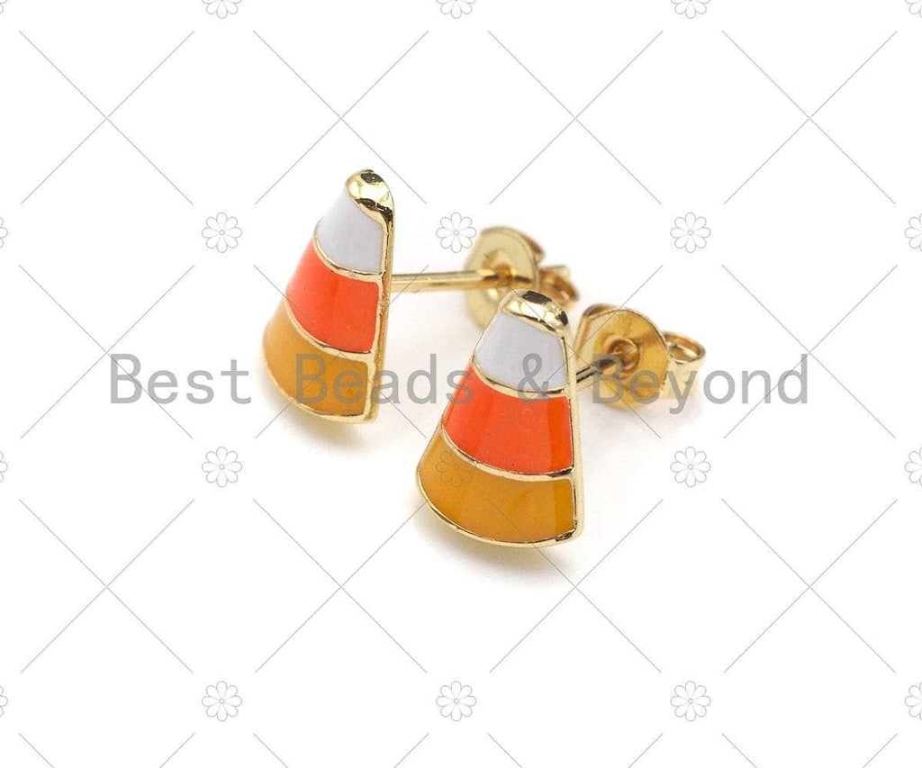 Candy Corn Stud Earrings, Halloween Earrings, Sku#ML17
