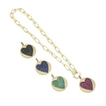 Paperclip Colorful CZ Heart Necklace, Sku#CL26