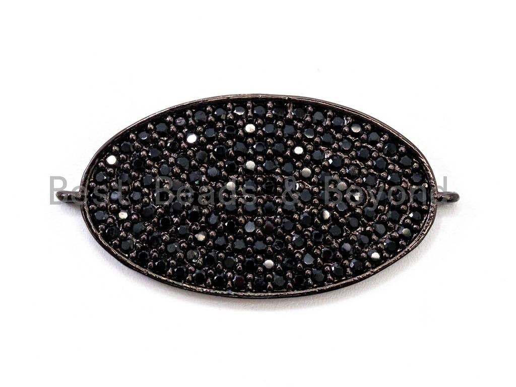 CZ Micro Pave Oval Connector/Link, Cubic Zirconia Pave Bracelet Necklace Connector,17x33mm,sku#E375