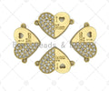 CZ Micro Pave I Love Mom Heart Shape Connector/Link, Mom Connetor, Pave Mom Bracelet Necklace Connector in Gold Finish, 16x24mm,sku#LK94