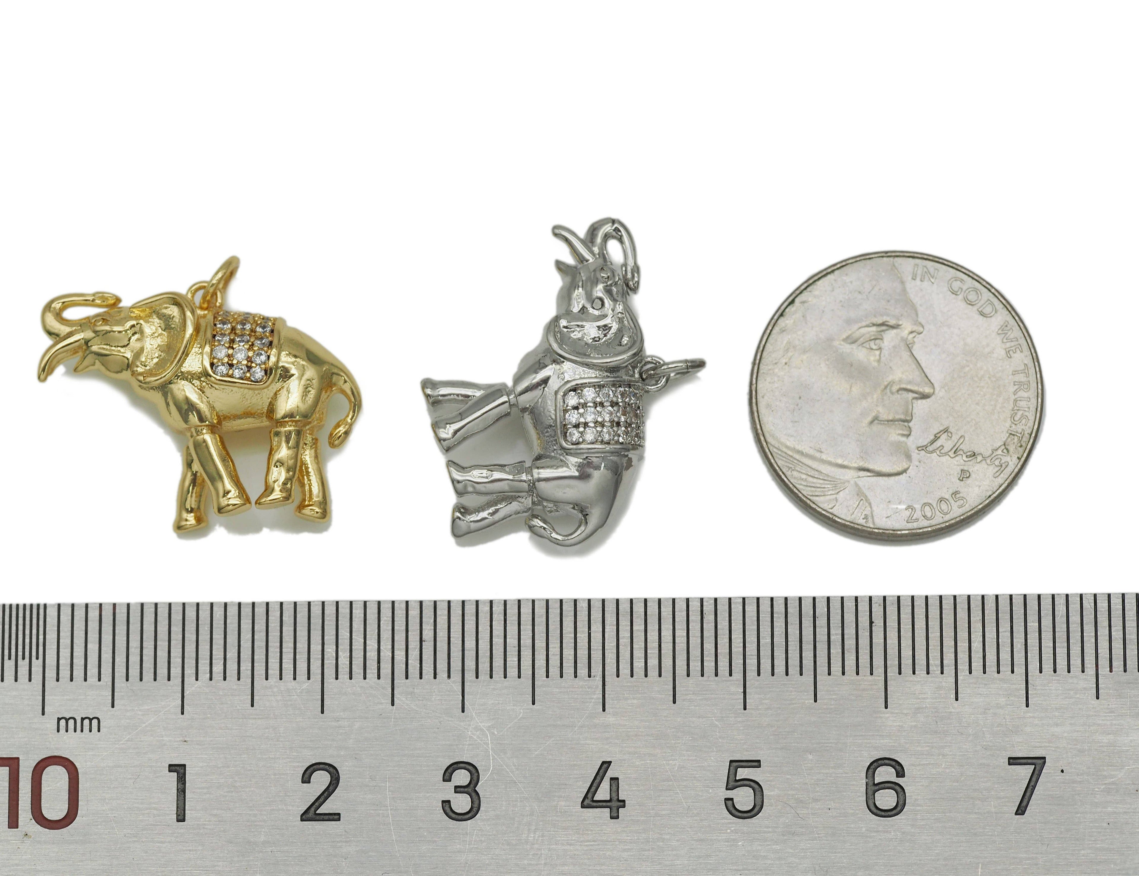 CZ Elephant Charm, Sku#Z1438
