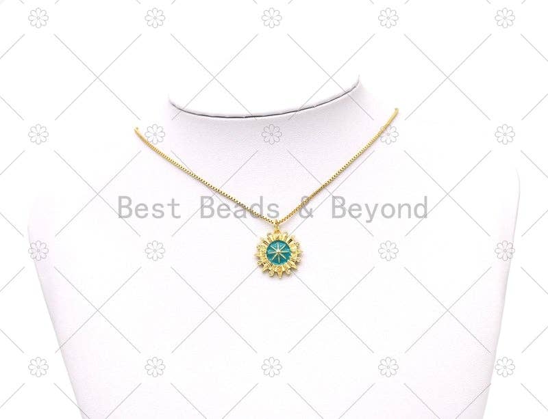 Enamel Sunflower Charm, Sku#Z1425