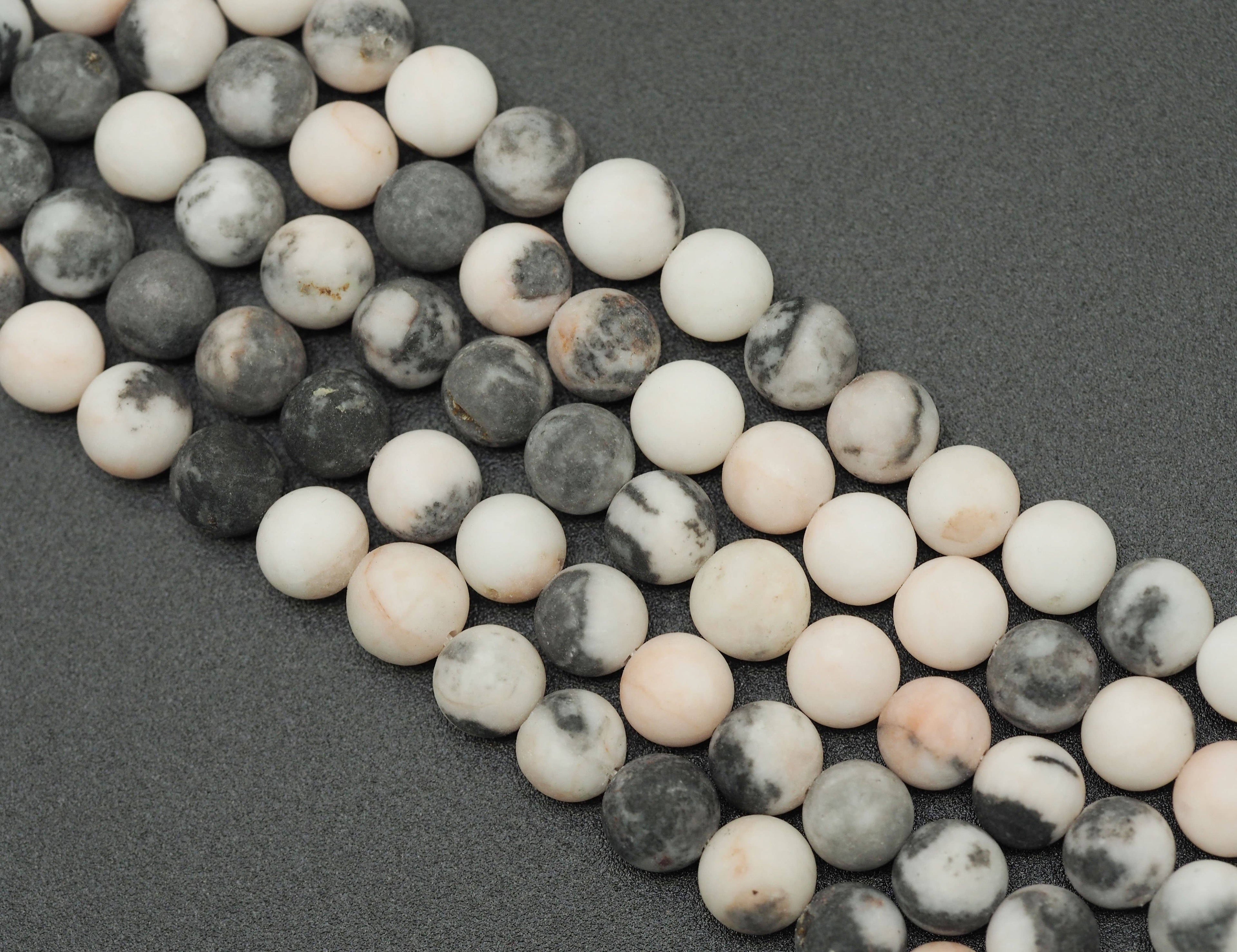 Matt Pink Zebra Jasper Round Smooth Beads, Sku#U1313