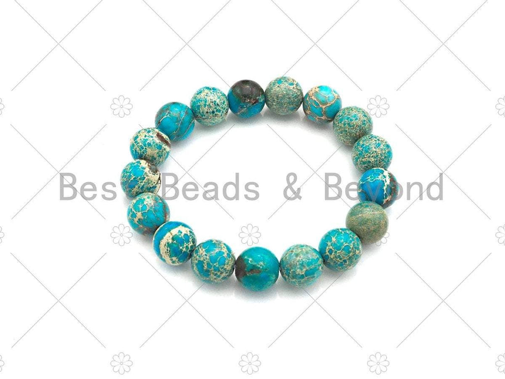 Turquoise Blue Imperial Jasper Stretchy Bracelet, Sku#EF34