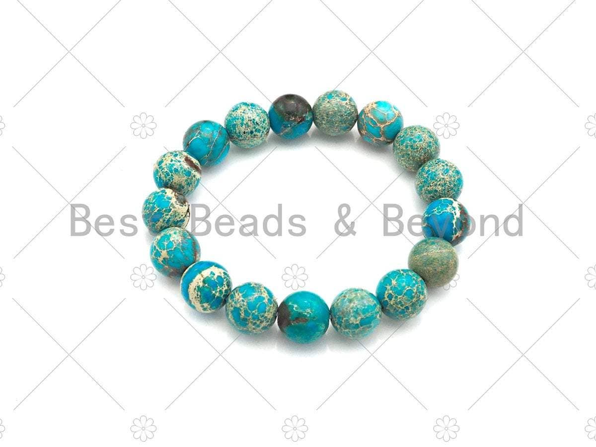 Turquoise Blue Imperial Jasper Stretchy Bracelet, Sku#EF34