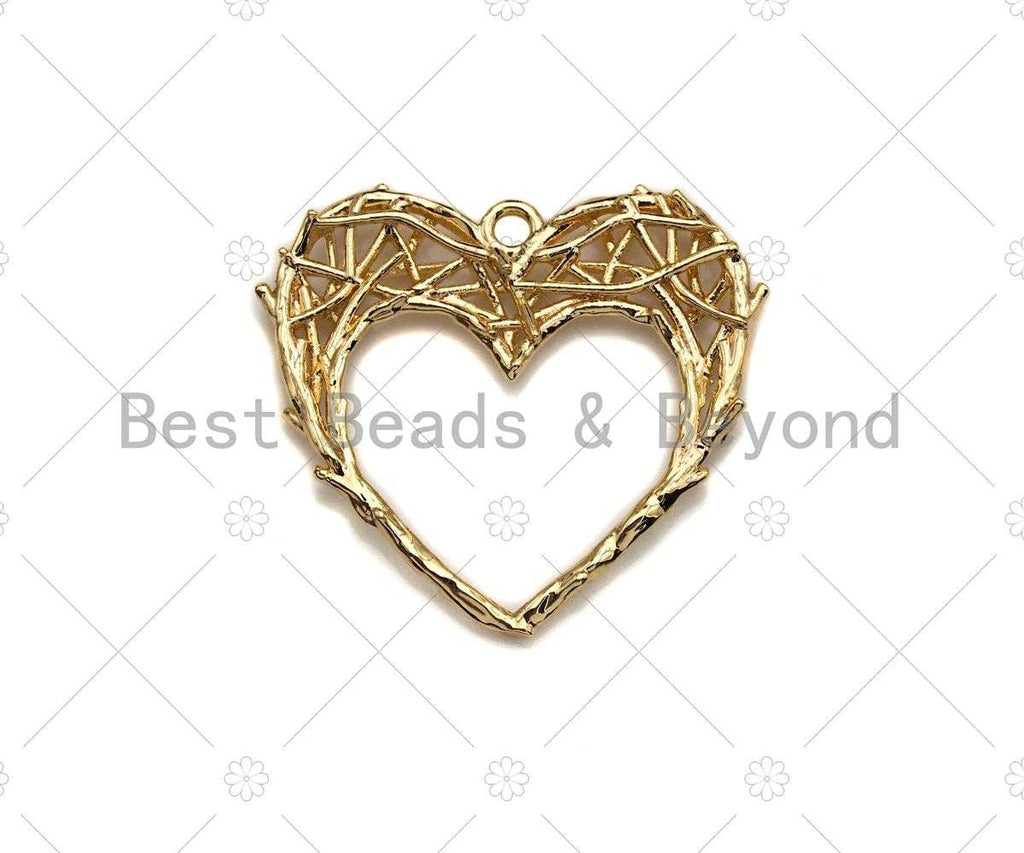 Filigree Gold Lacy Charm, Star/Heart/Round/Oval Shape Brushed Gold Twisted Wire Charm Pendants for Earrings necklace making, sku#CP05