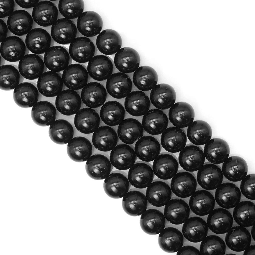 High Quality Black Tourmaline Round Smooth Beads, Sku#U1770