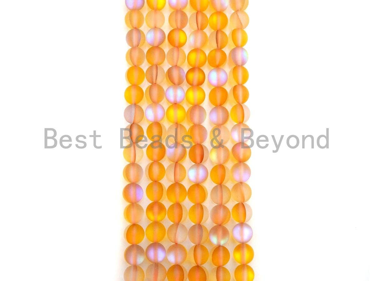 NEW COLOR!!! Spectrolite Yellow Quartz Matte, High Quality in Round 6mm/8mm/10mm/12mm, Yellow Manmade Crystal, 15.5inch strand, SKU#U820