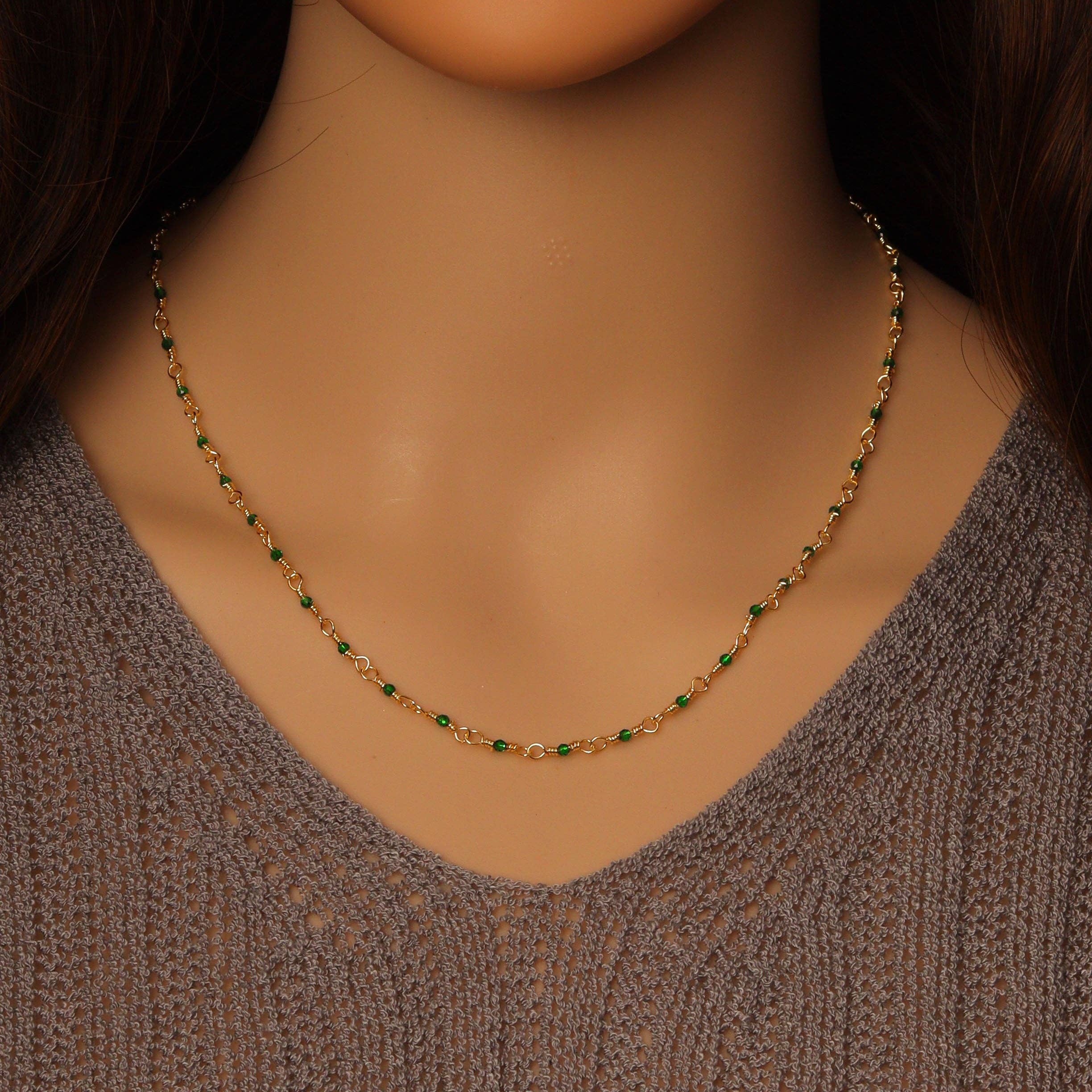 Geen Stone Rosary chain by feet/yard, HX16