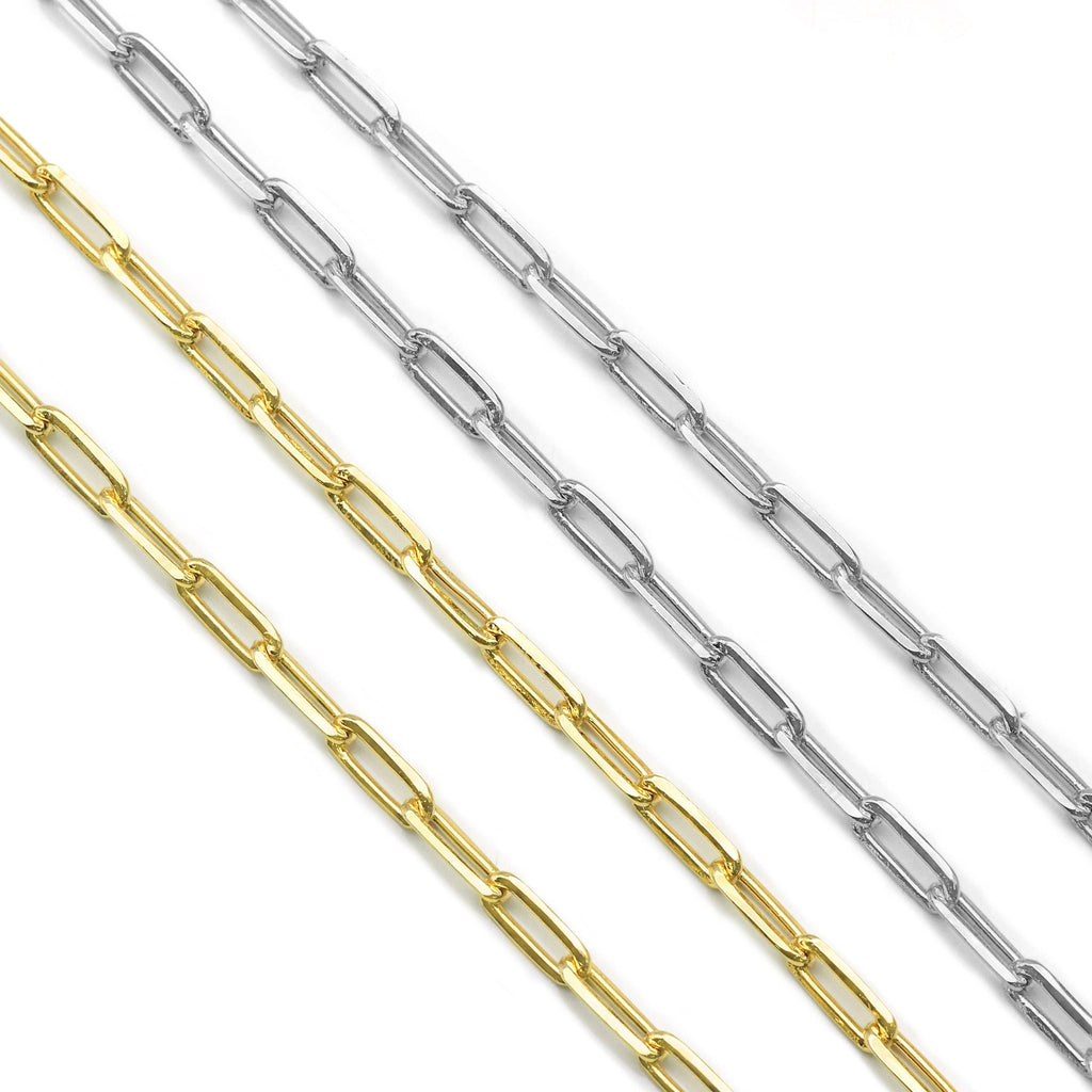 18K Gold Color Thick Link Paperclip Chain by Yard, sku#LS02