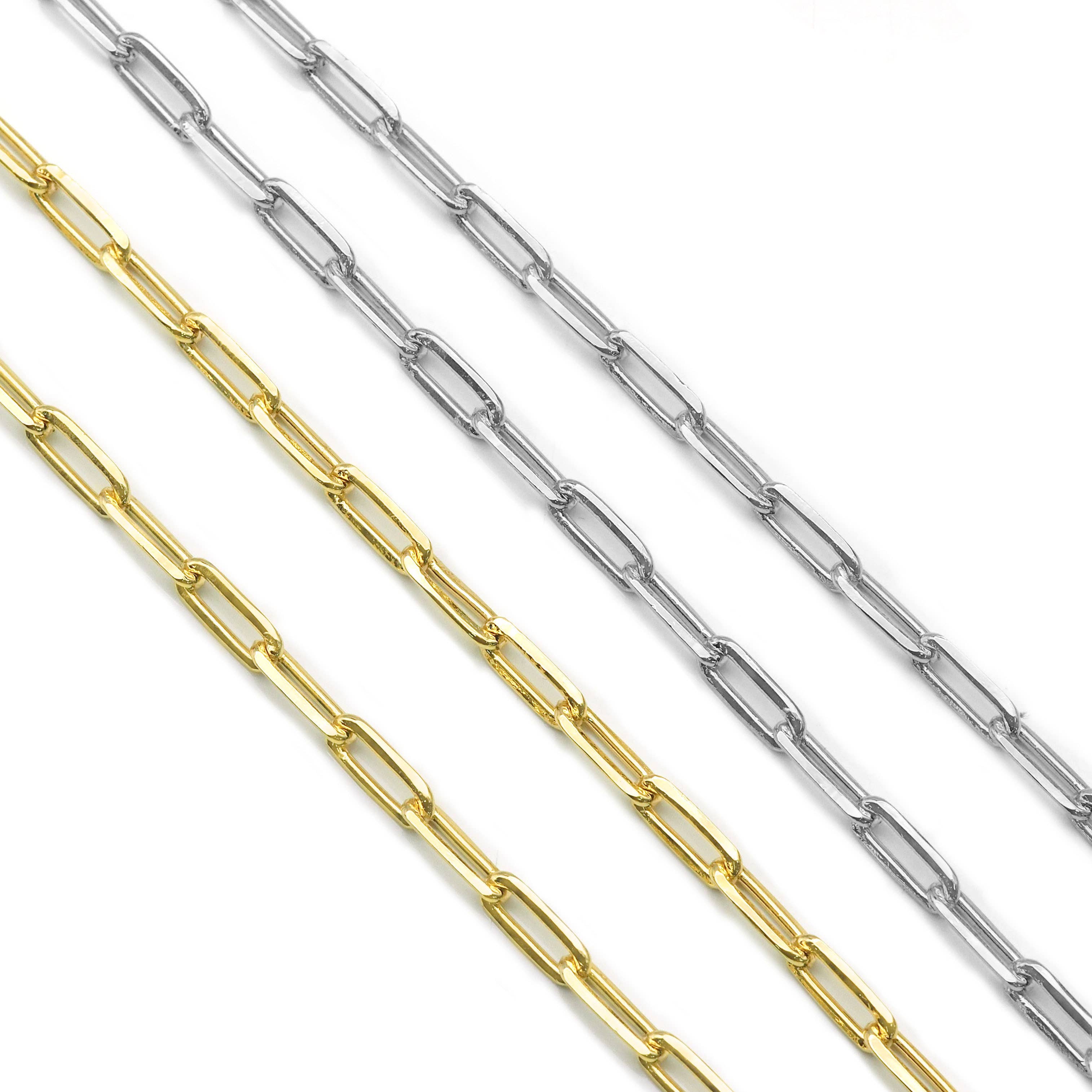 18K Gold Color Thick Link Paperclip Chain by Yard, sku#LS02