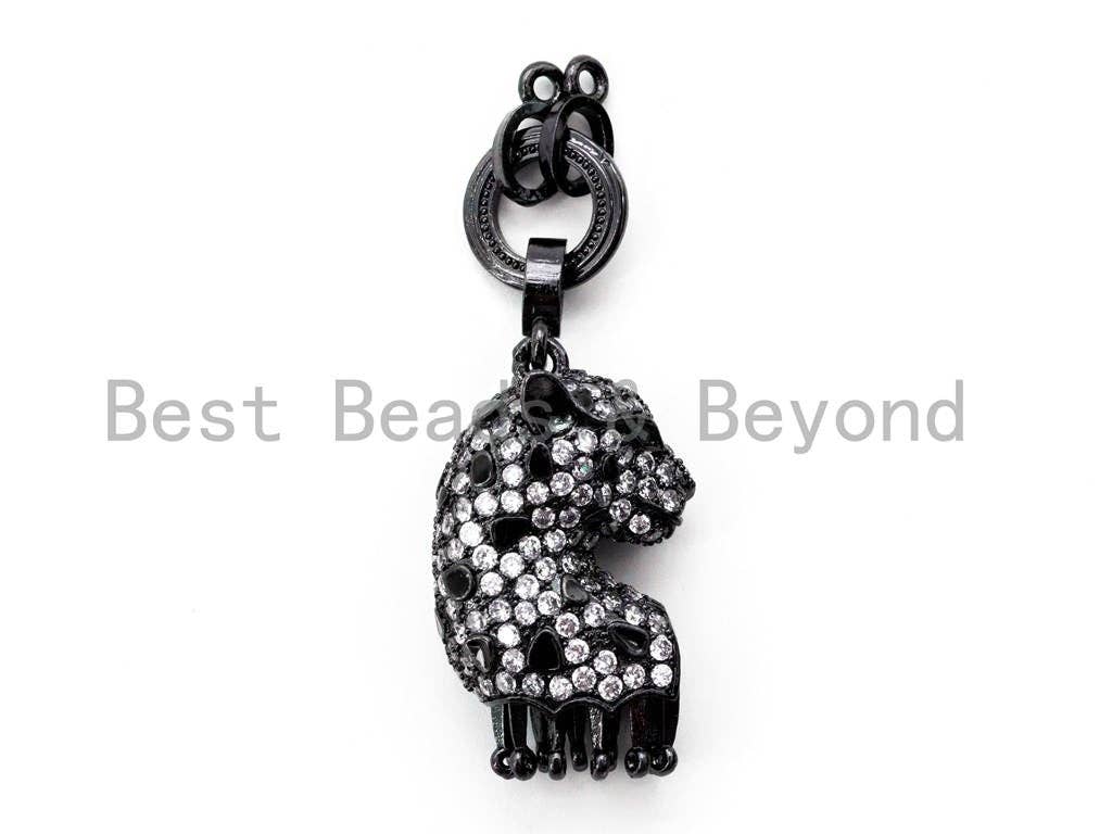 CZ Micro Pave Leopard Head Pendant/Enchancer, sku#L161