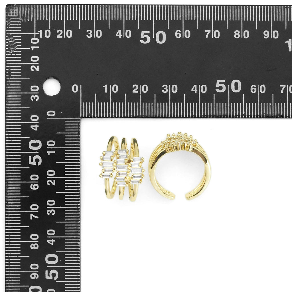 Baguette CZ Wave Line Adjustable Ring, Sku#LX279