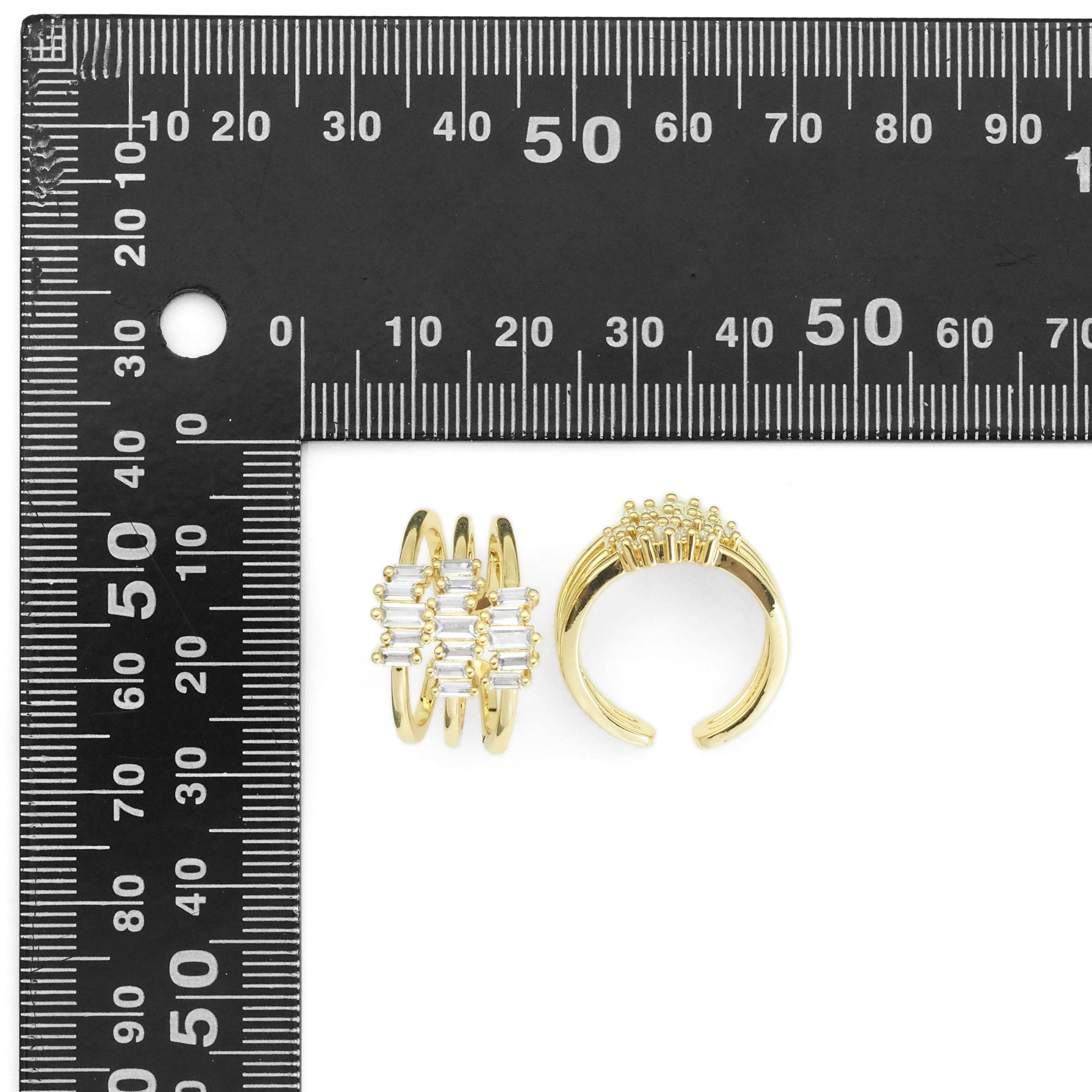 Baguette CZ Wave Line Adjustable Ring, Sku#LX279