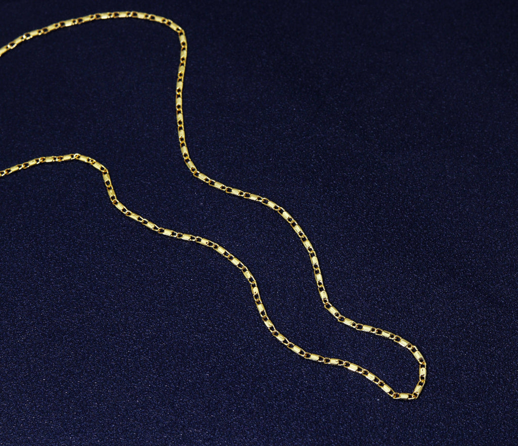 18K Gold Dainty Flat Figaro Chain necklace, sku#JL129