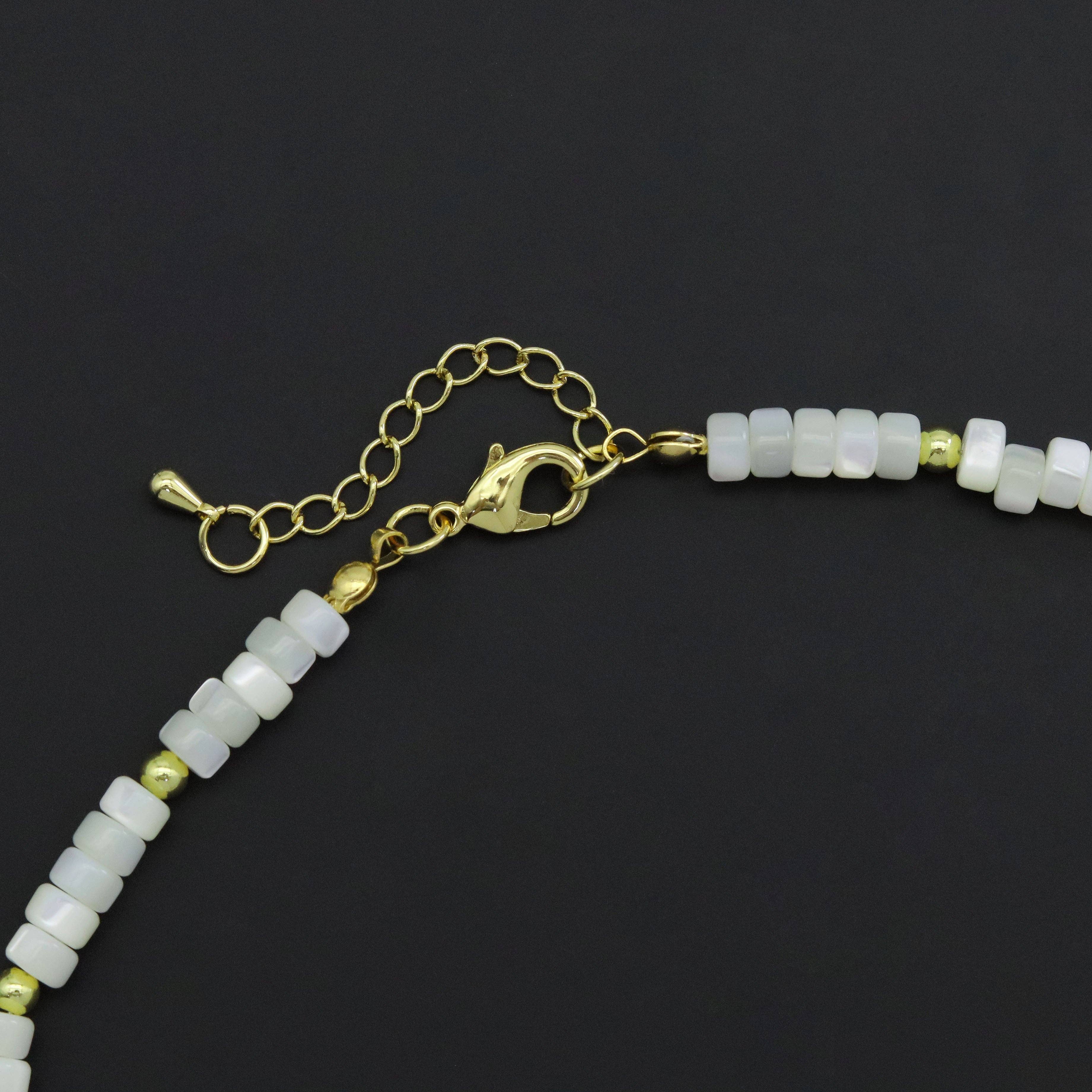 Heishi Pearl Necklace with Gold Ball spacer, sku#EF549