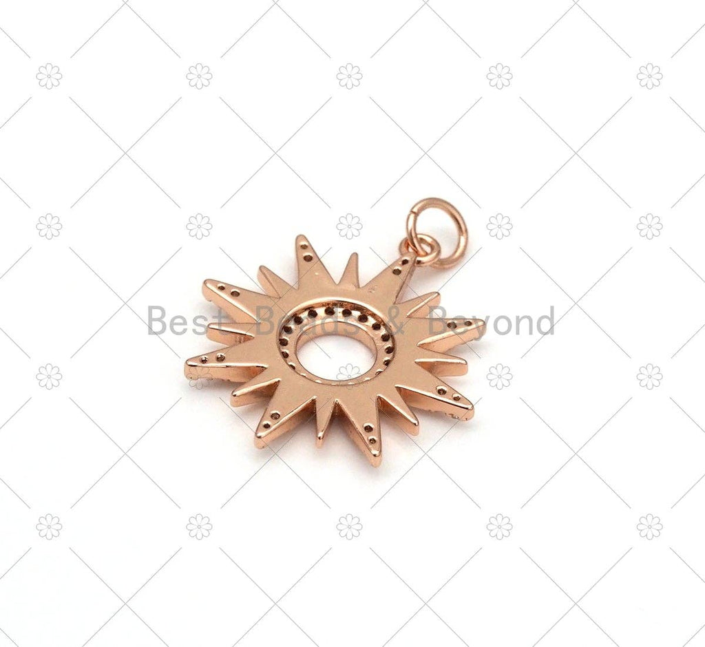 CZ  Enamel Sunburst Charm, 21x23mm,Sku#Y534