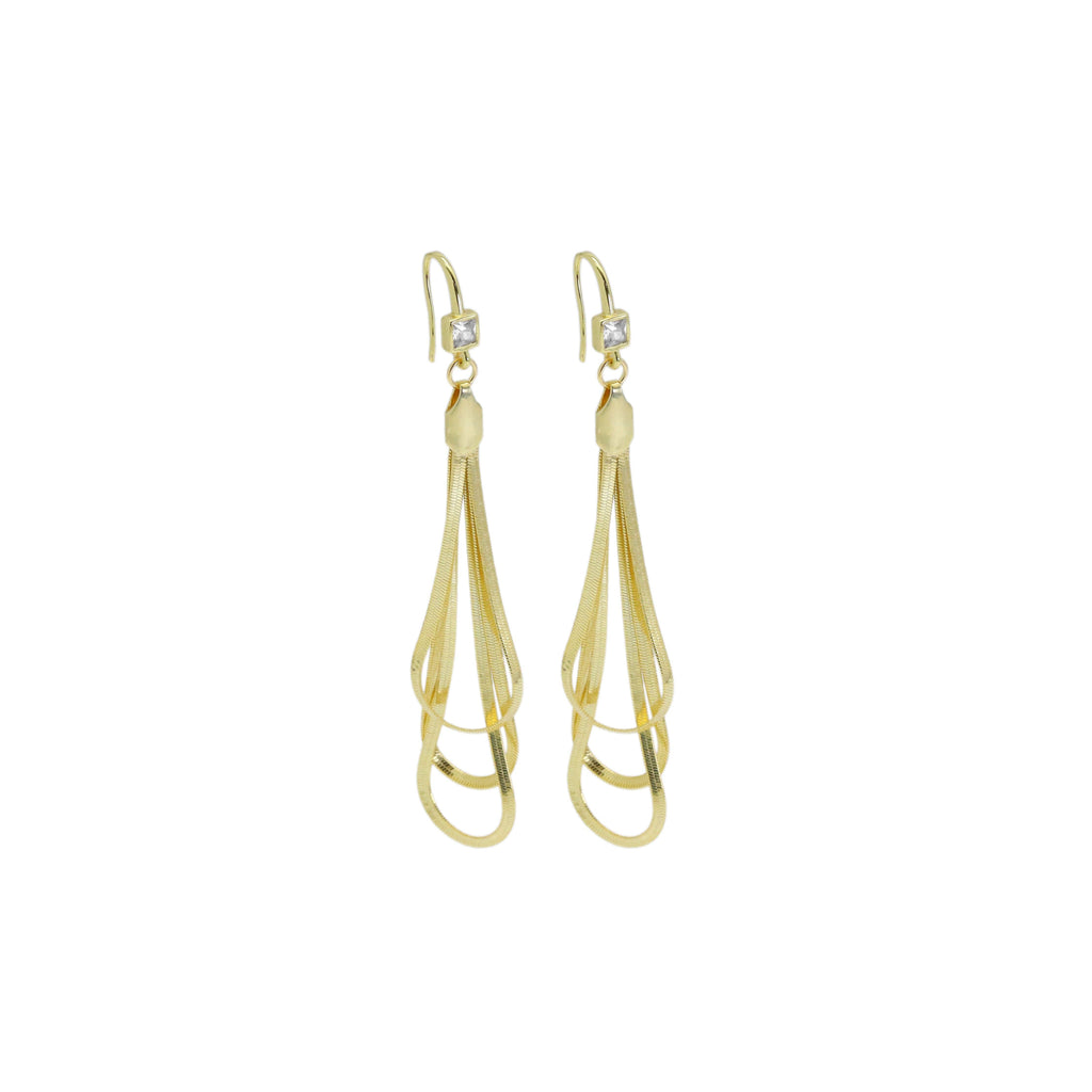 herringbone chain Long dangle Statement Earrings, Sku#EF533