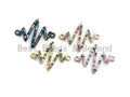 Colorful CZ Micro Pave Radio Zigzag Connector/Link, Cubic Zirconia Bracelet Necklace Earring Connector,17x23mm,sku#E423C