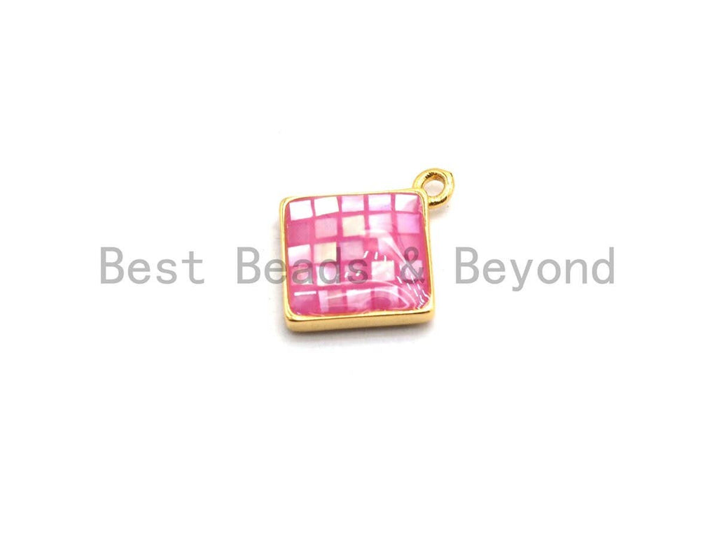 100% Natural PINK Color Shell Diamond Shape Charm, Fuchsia Color Shell Charm, Pink Shell Jewelry, 13x16mm,SKU#Z327