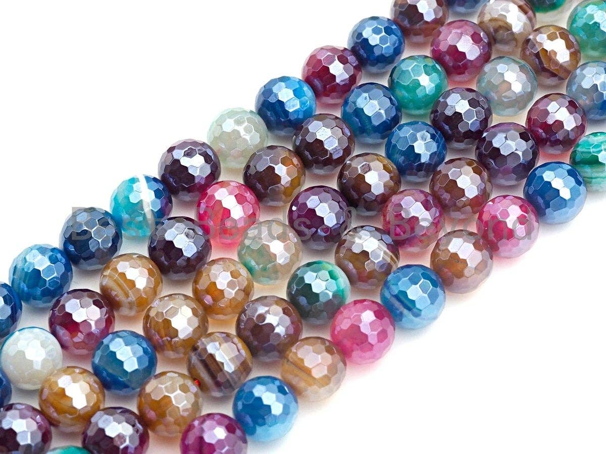 Mystic Multicolor Agate, round faceted agate 6mm/8mm/10mm/12mm, sku#U689
