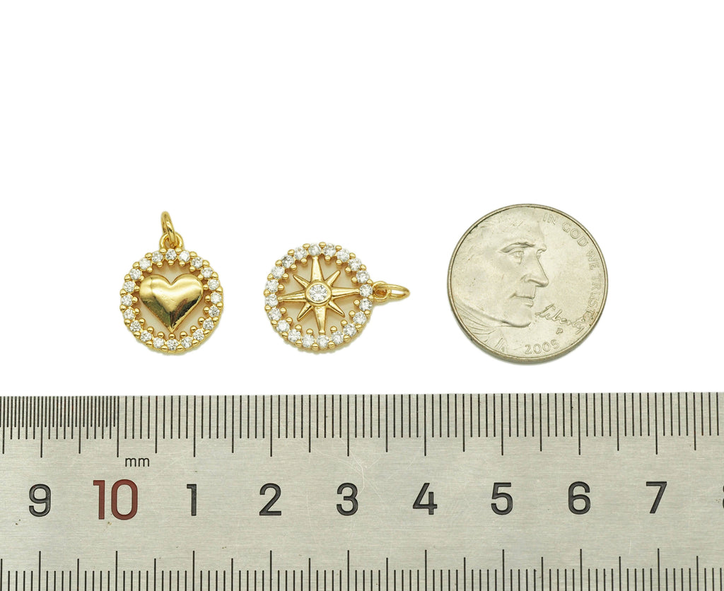 CZ Heart and North Star Charm, Sku#JL88