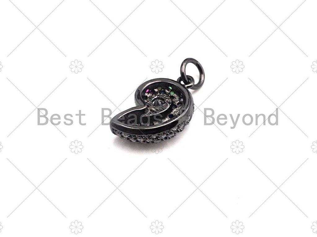 Small Colorful CZ Micro Pave Sea Snail Shaped Pendant/Charm, Beach Pendant Charm, 10x15mm,sku#Y253
