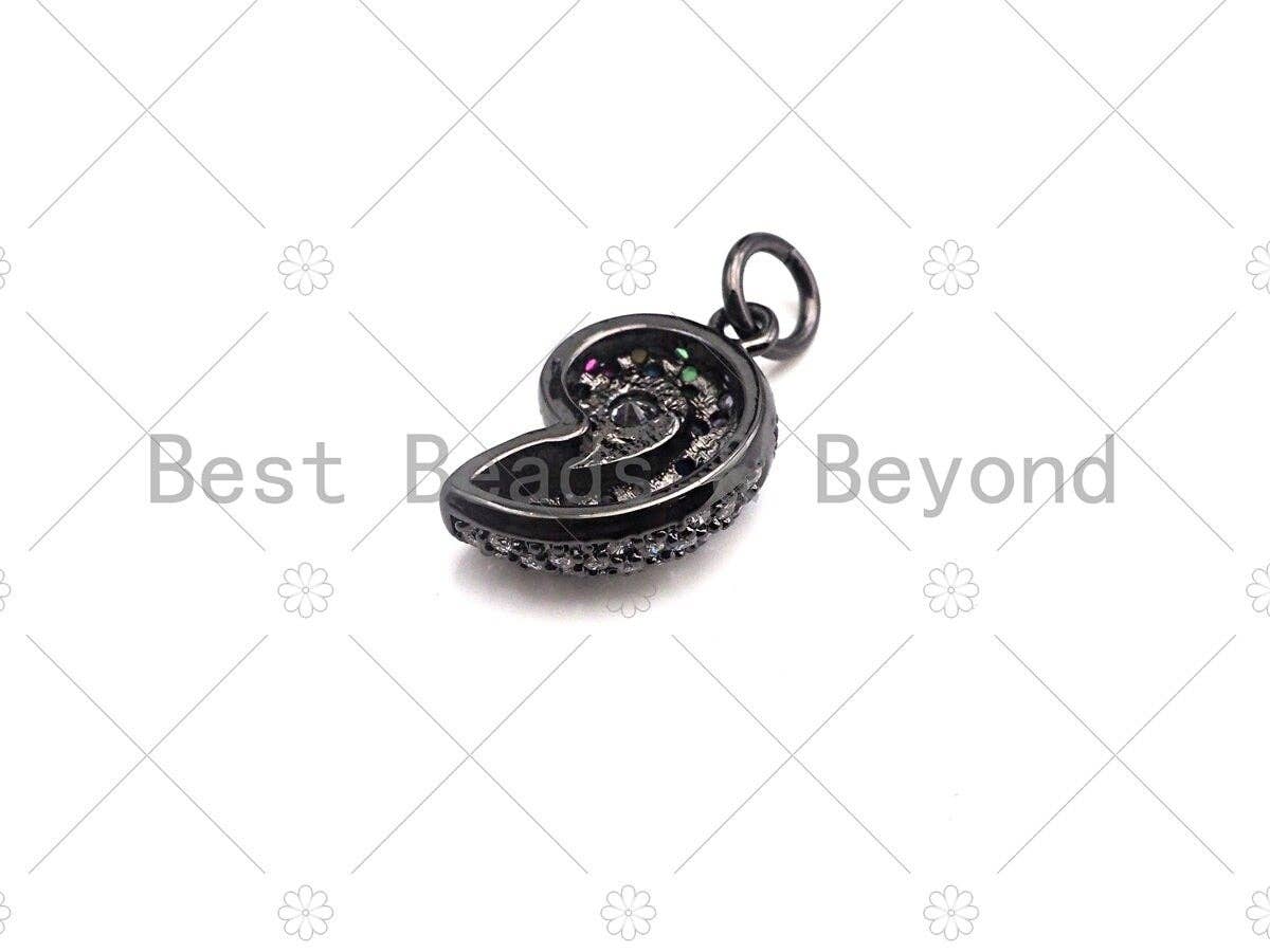 Small Colorful CZ Micro Pave Sea Snail Shaped Pendant/Charm, Beach Pendant Charm, 10x15mm,sku#Y253