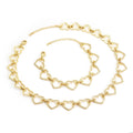 Clear CZ Gold Heart Link Chain Adjustable Necklace,sku#LX237