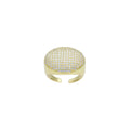 Gold Clear CZ Oval Statement Adjustable Ring, Sku#Y955
