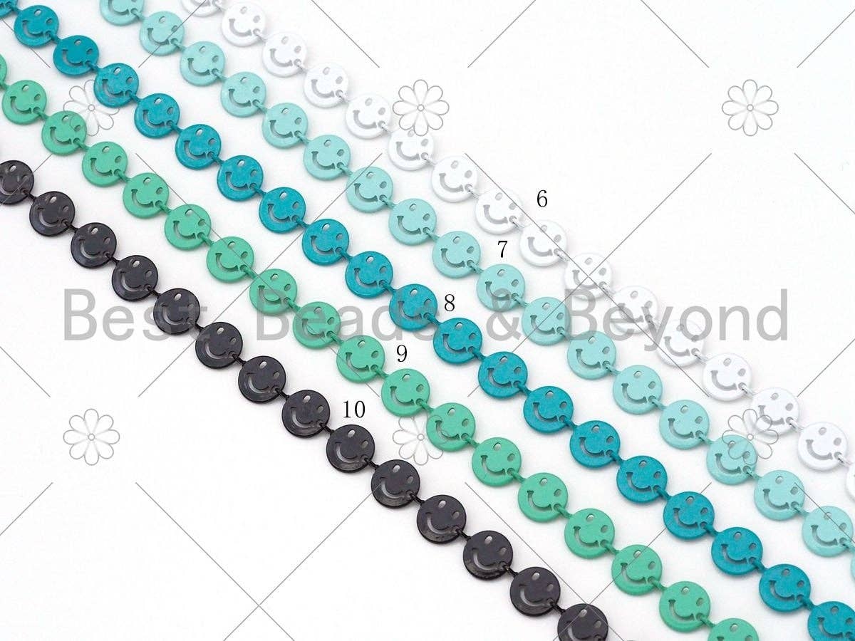 New Style Colorful Enamel Cute Smiley Face Chain by ft, Smiley Chain necklace, Fun Happy Face Chain, kid's jewlery, 8mm,Sku#E545