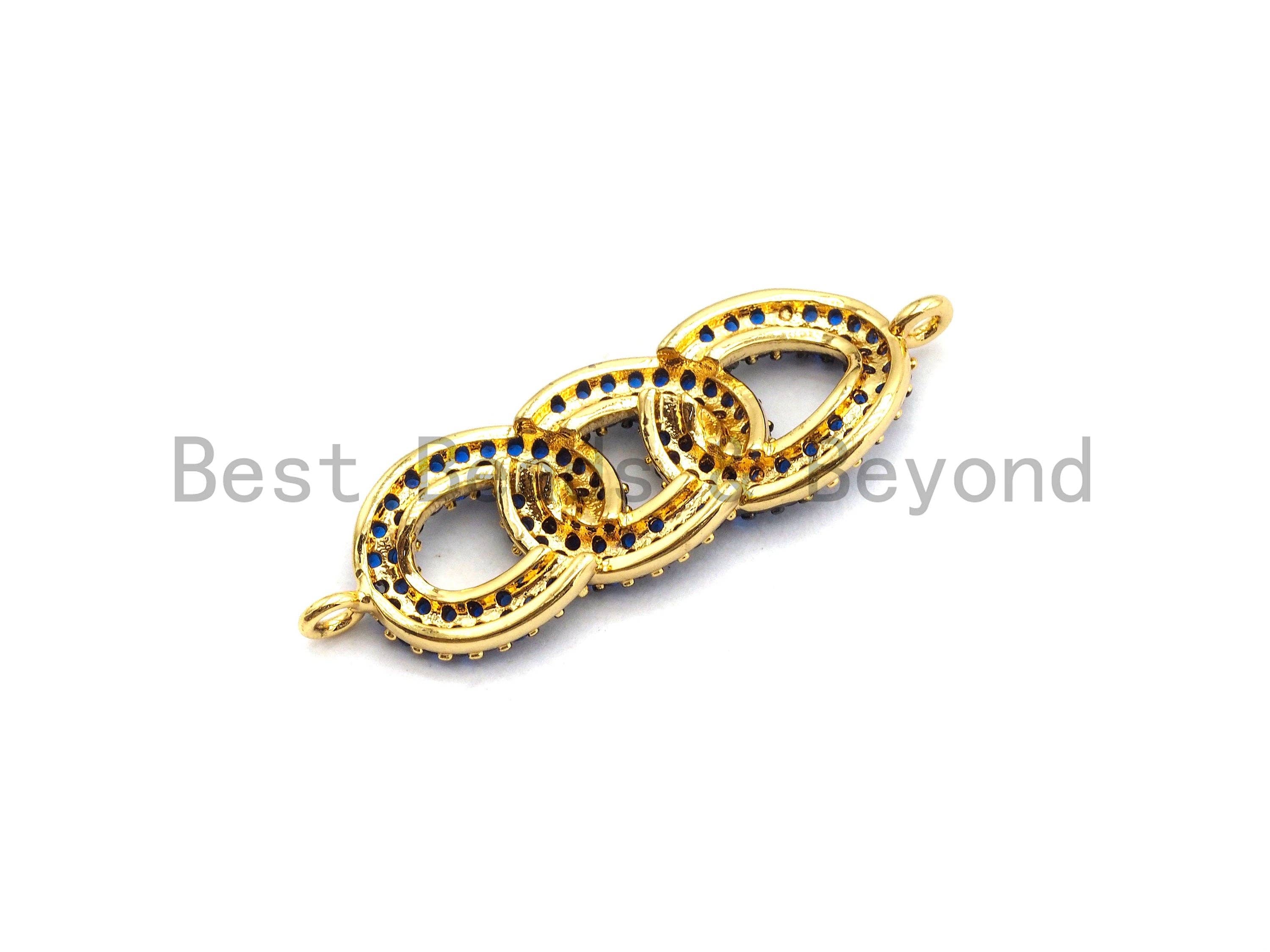 Rainbow CZ Micro Pave Chain Link Connector for Bracelet/Necklace, Link Connector, Spacer Connector, 9x28mm,sku#E433C