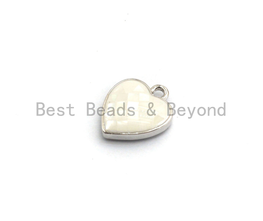 100% Natural White Shell Heart Shape Pendant with Gold/Silver Finish, White heart Pendant, Shell heart, 10x12mm,SKU#Z313