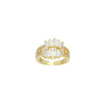 Baguette CZ Feather Shaple Statement Adjustable Ring, Sku#LD614