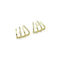 Gold Clear CZ Claw Stud Earrings, Sku#LD453