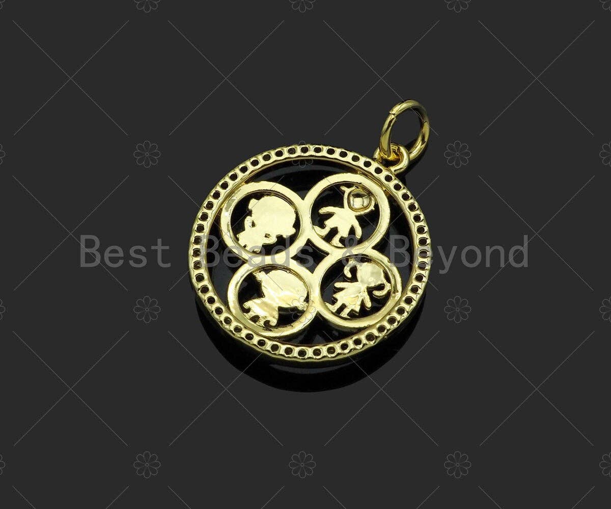 Gold Filled CZ Micro Pave Cute Baby On Round Ring Shape Pendant,18K Gold Filled Girl Boy Charm, Necklace Bracelet Pendant,20x24mm,Sku#LD99