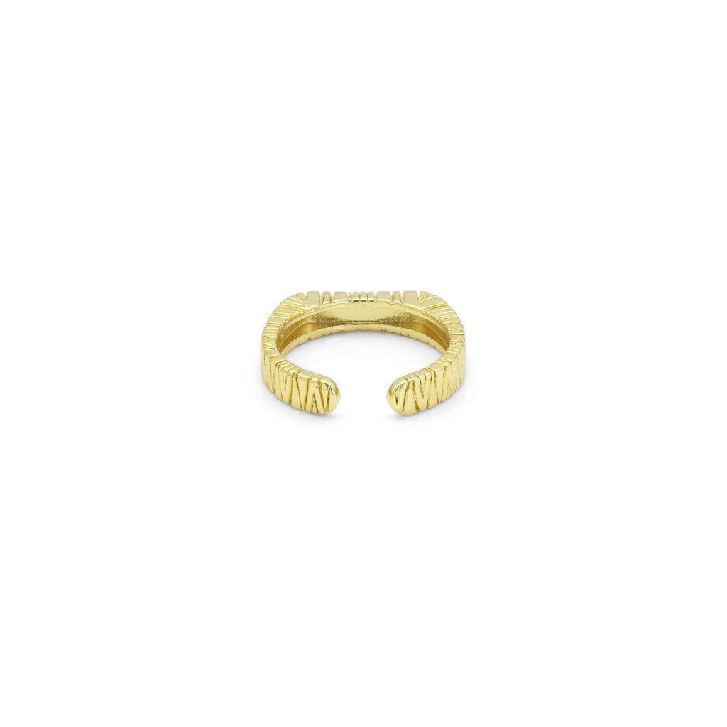 Gold  Textured Bar Adjustable Ring, Sku#Y814