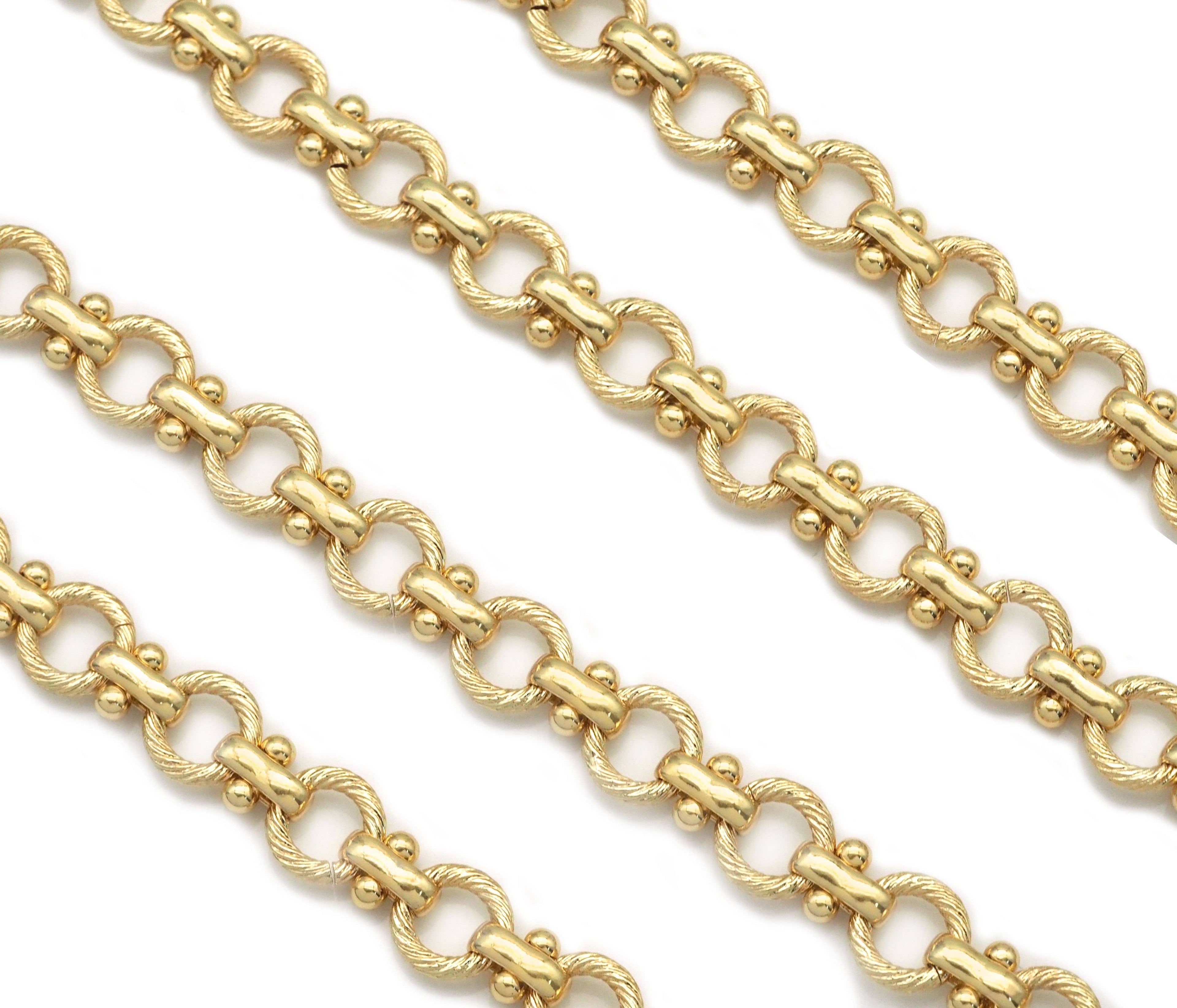 High Quality Textured Round Link chain with T Bar by Yard, Sku#LS31