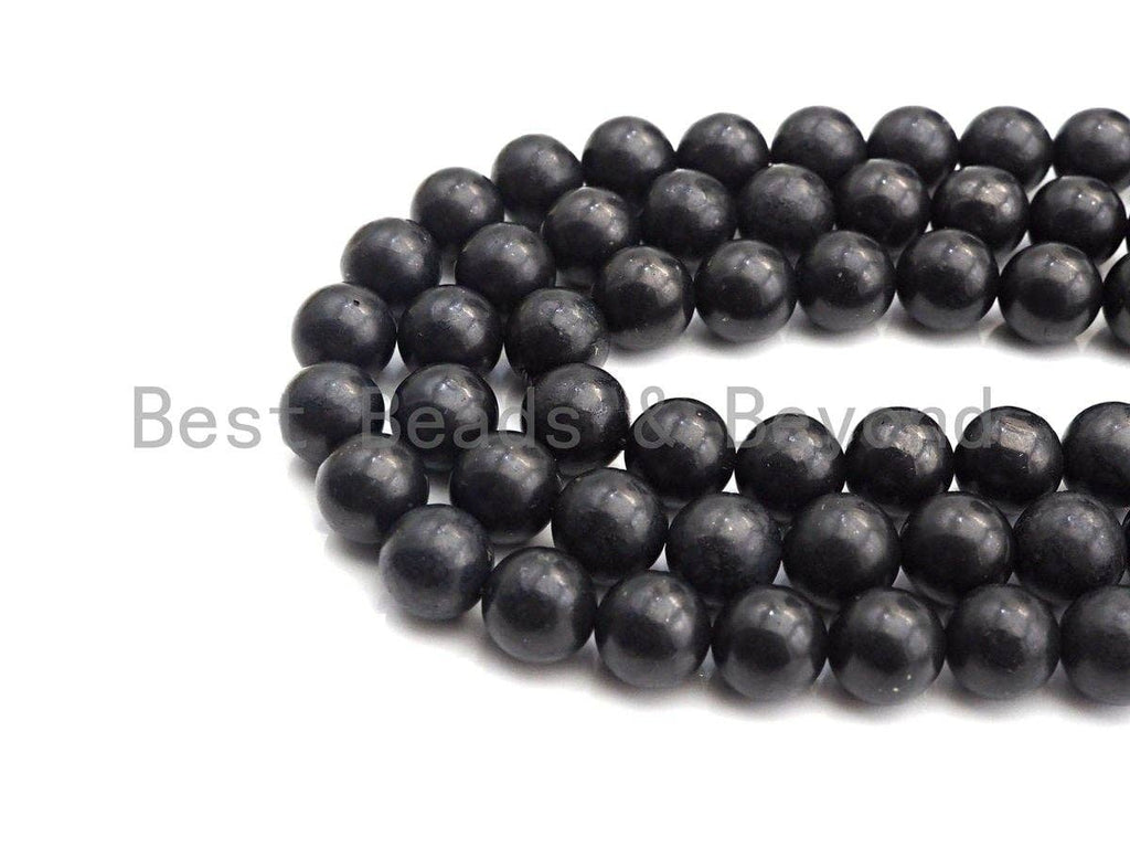 High Quality Natural Shungite Smooth Round Beads, High Energy, 4mm/6mm/8mm/10mm/12mm Shungite Beads, 15.5" Strand, sku#U943