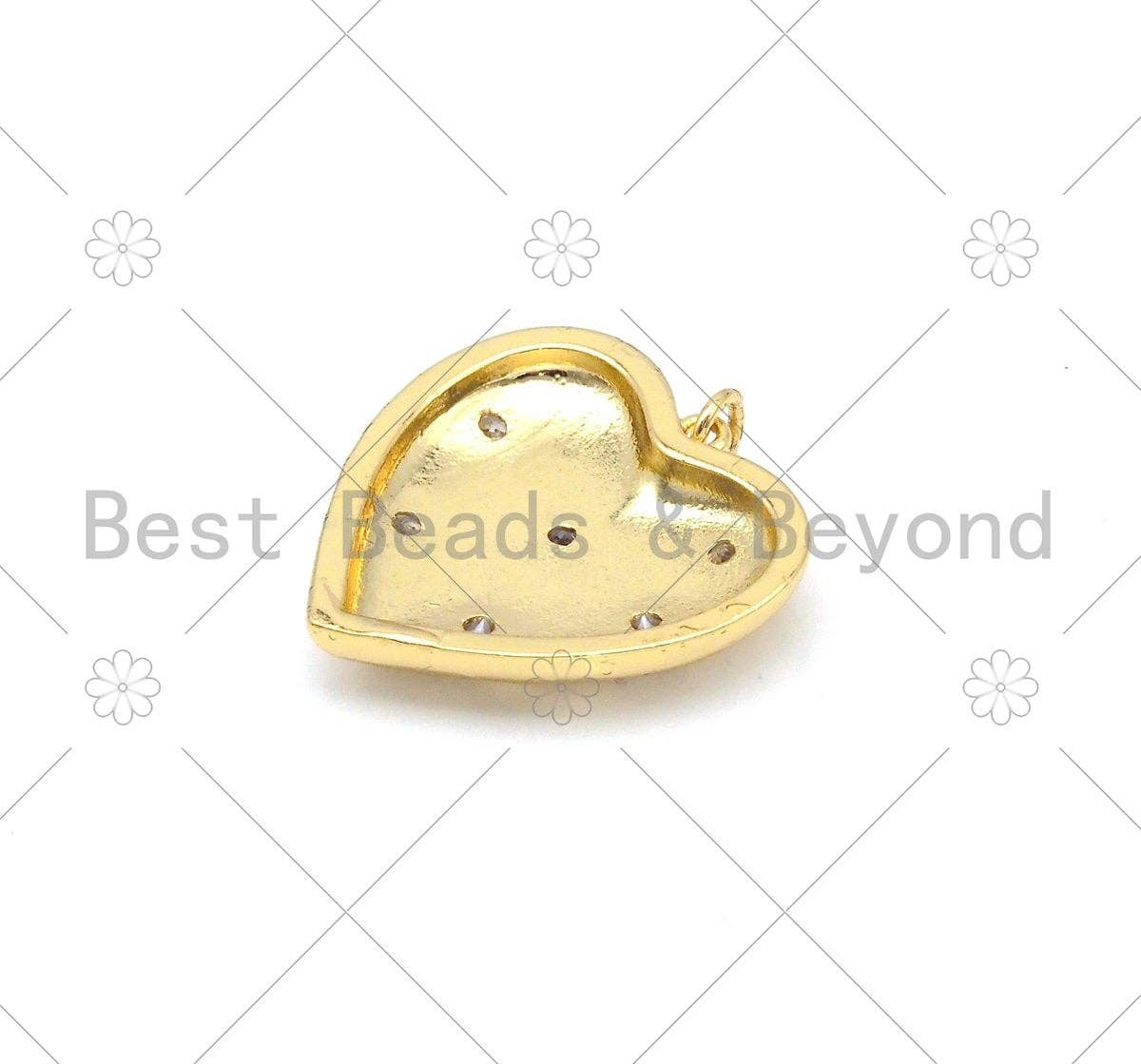CZ Micro Pave Heart Shape Pendant/Charm, Gold/Silver/Rose Gold Heart Charm, Necklace Bracelet Charm Pendant,25x25mm,Sku#Y479